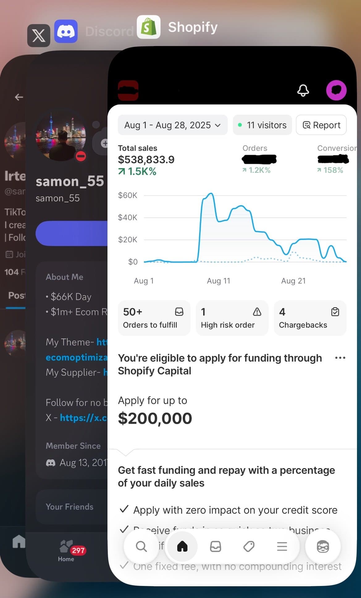 First Shopify dashboard in Samon’s $665K month proof set